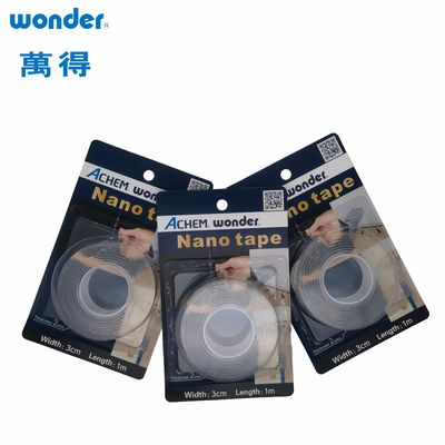 Rollo de nanocintas transparentes adhesivo fuerte y reutilizable para aplicaciones domésticas e industriales, espesor de 2 mm